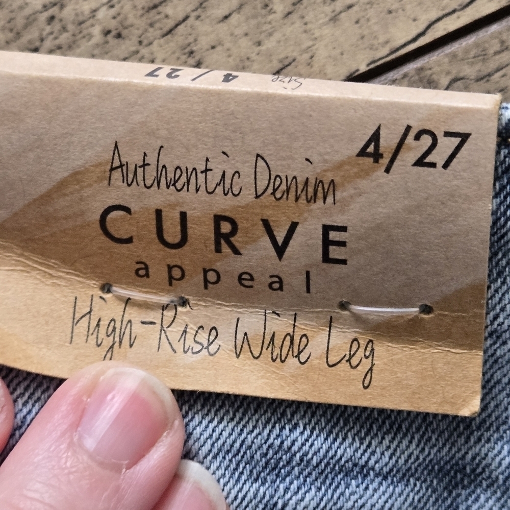 Curve Appeal Women's High Rise Wide Leg Light Blue Jeans Size 4/27.  Nwt - Picture 9 of 13
